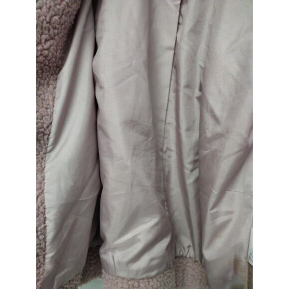Elodie Teddy Sherpa Coat Blush Pink Size XS Satin Lined Pocket Zip Warm - Picture 8 of 10